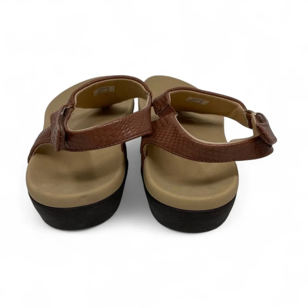 Coastal Woven Faux Leather Slingback Sandals Women's 7.5/8 Minimalist Boho Brown
